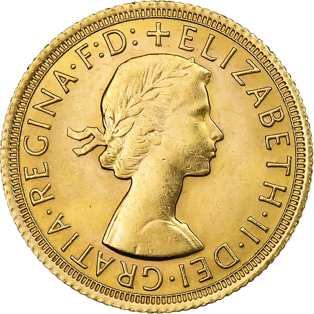 Coin, Great Britain, Elizabeth II, Sovereign, 1967, MS(63), Gold, KM:908