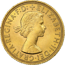 Great Britain, Elizabeth II, Sovereign, 1958, Gold, MS(60-62), KM:908