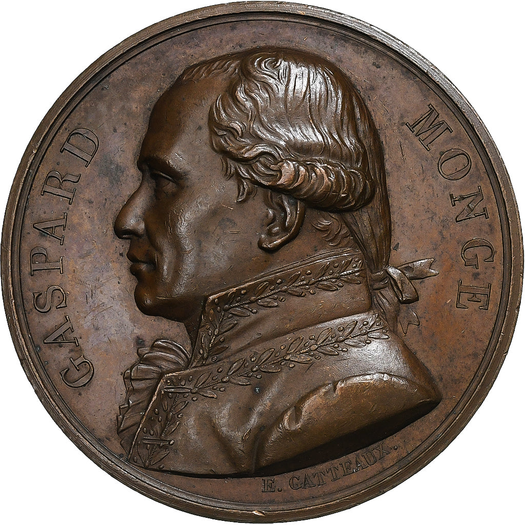 France, Medal, Gaspard Monge, 1822, Bronze, Gatteaux, AU(55-58)