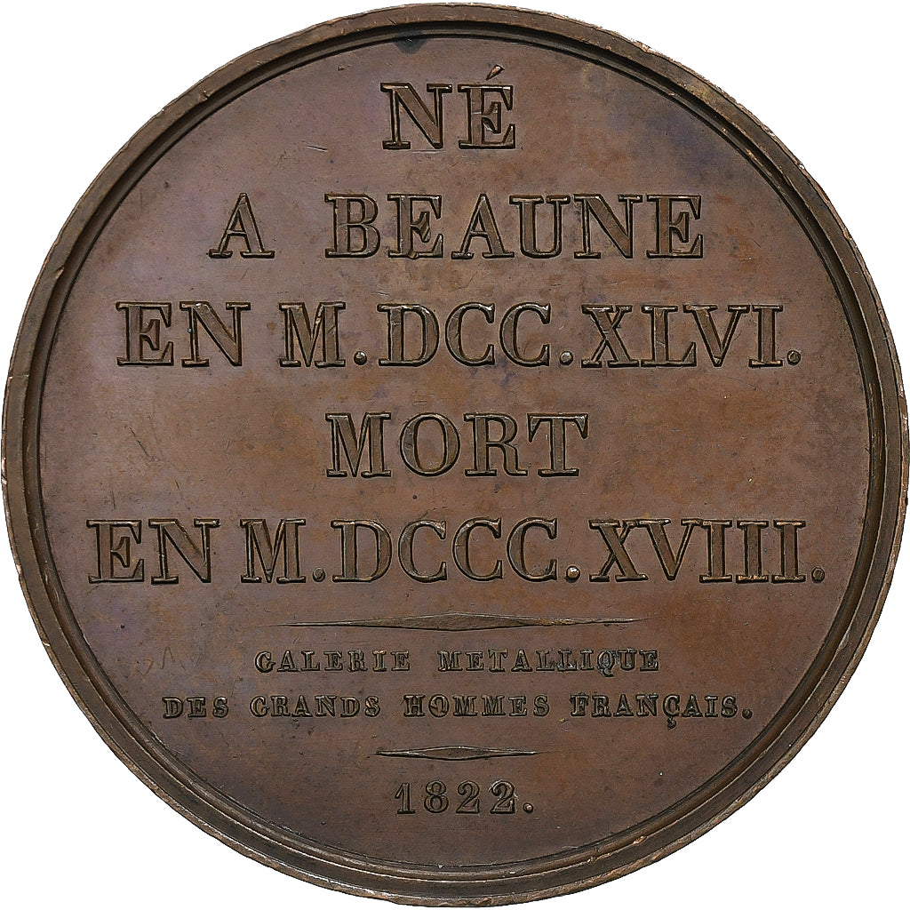 France, Medal, Gaspard Monge, 1822, Bronze, Gatteaux, AU(55-58)