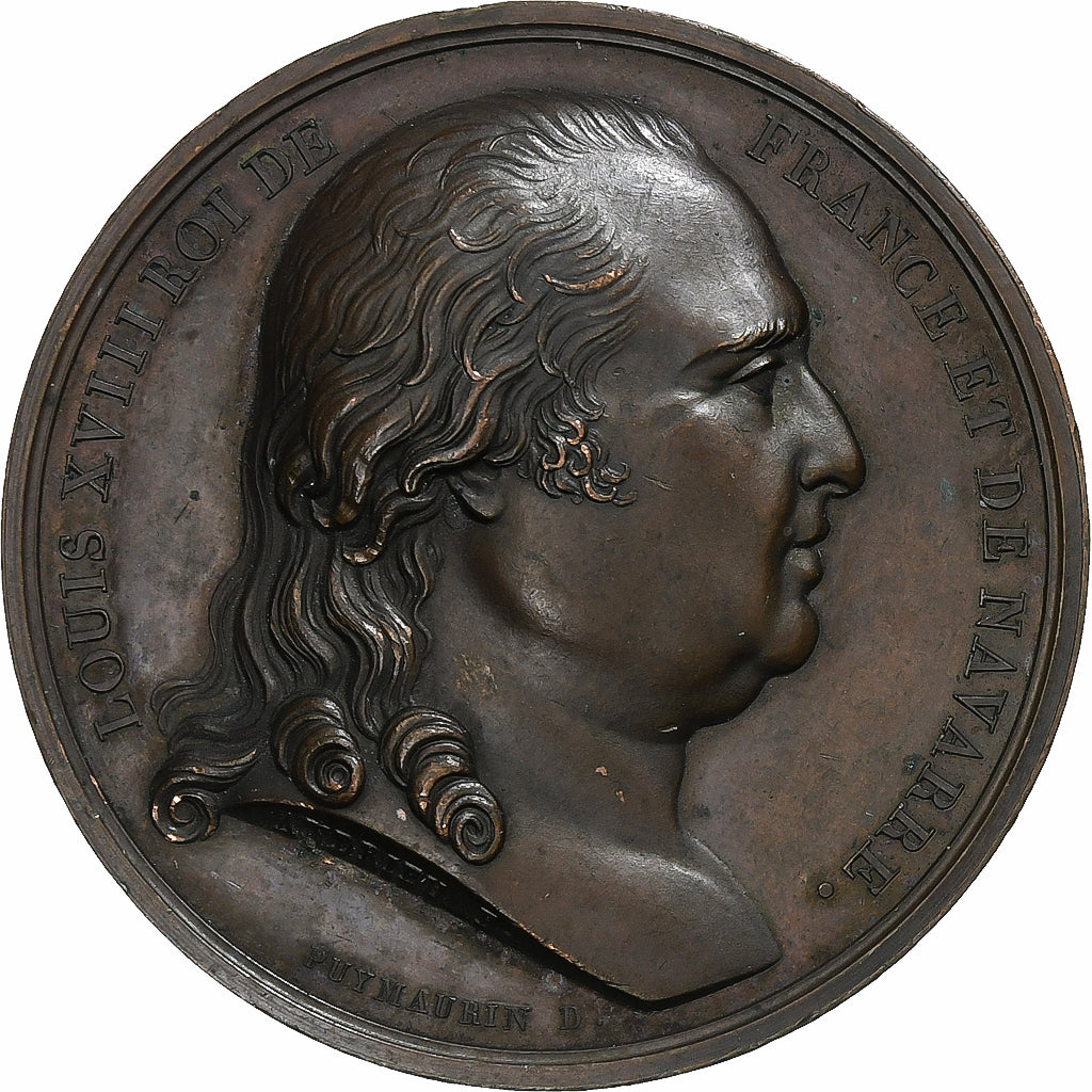 Francja, medal, Entrée de Louis XVIII à Paris, 1814, Miedź, Andrieu