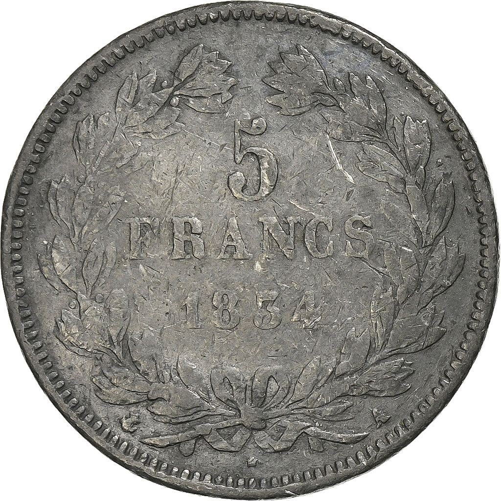 Frankrijk, Louis-Philippe, 5 Francs, 1834, Paris, Contemporary forgery in tin