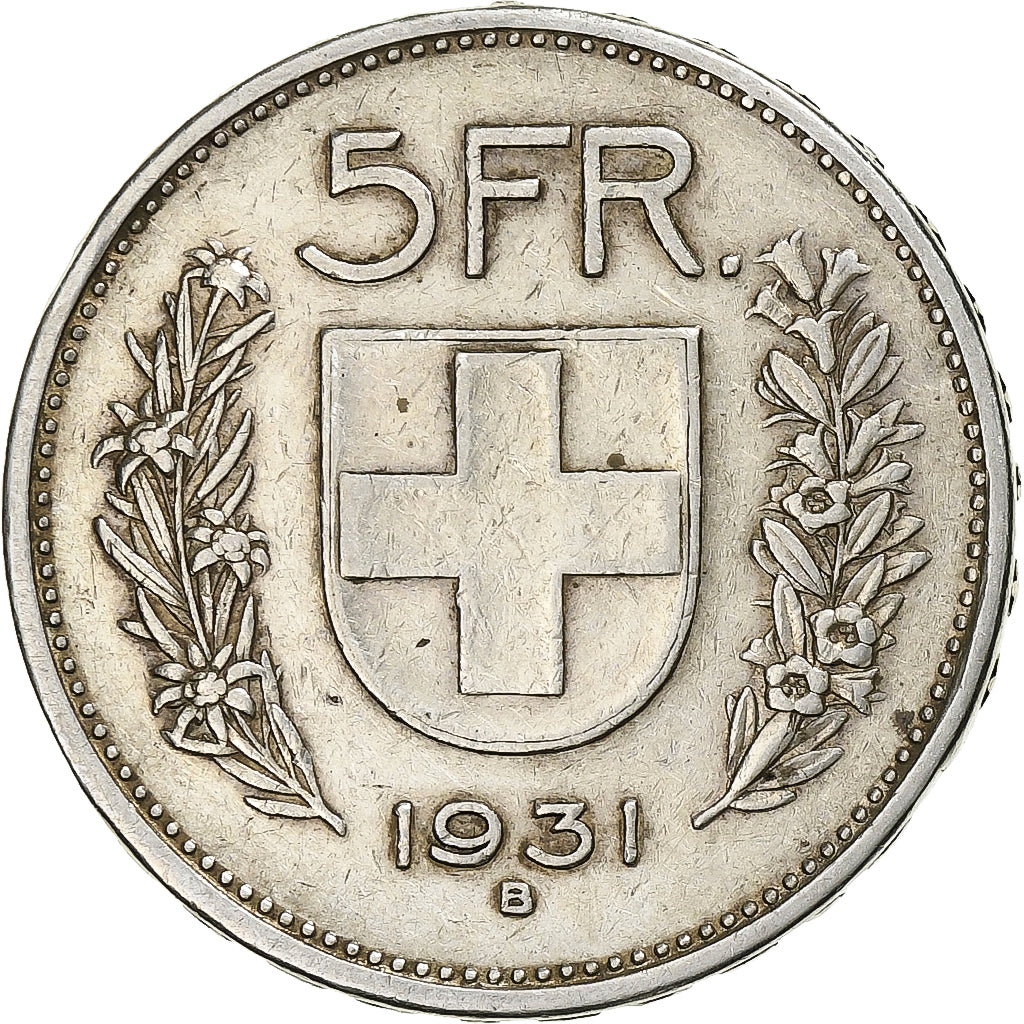 Coin, Switzerland, 5 Francs, 1931, Bern, EF(40-45), Silver, KM:40