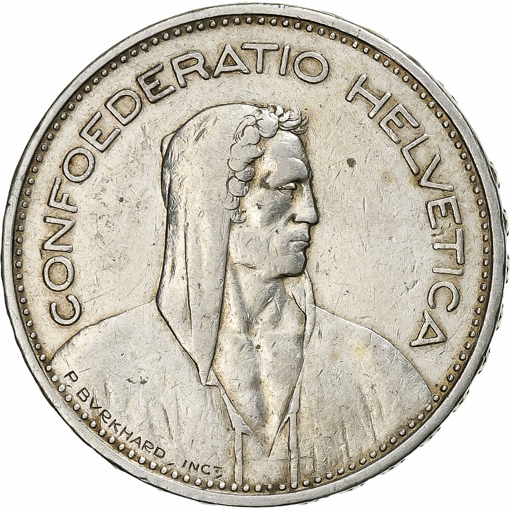 Suiza, 5 Francs, 1931, Bern, Plata, MBC, KM:40