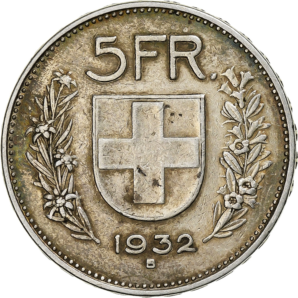 Switzerland, 5 Francs, 1932, Bern, Silver, EF(40-45), KM:40