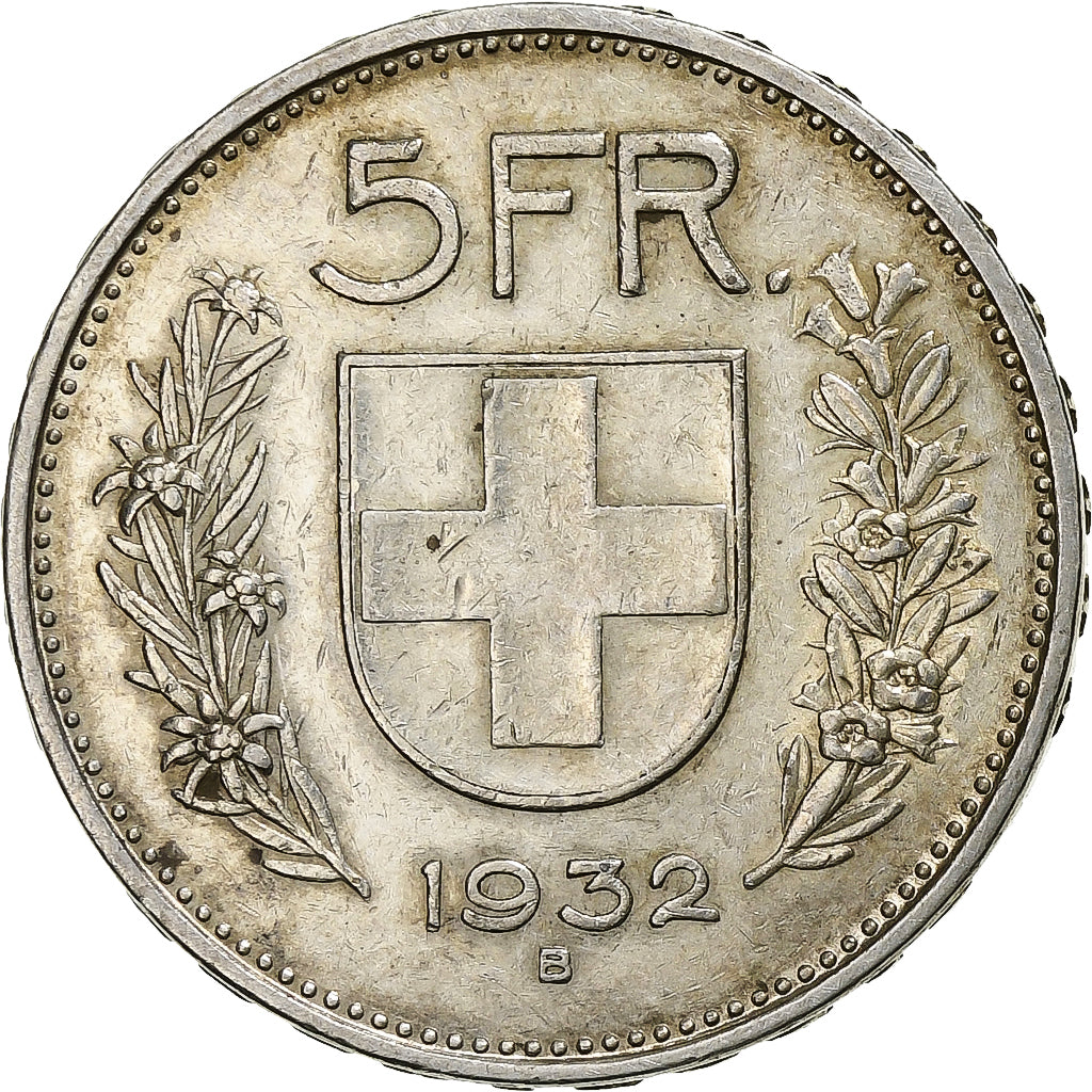 Switzerland, 5 Francs, 1932, Bern, Silver, EF(40-45), KM:40