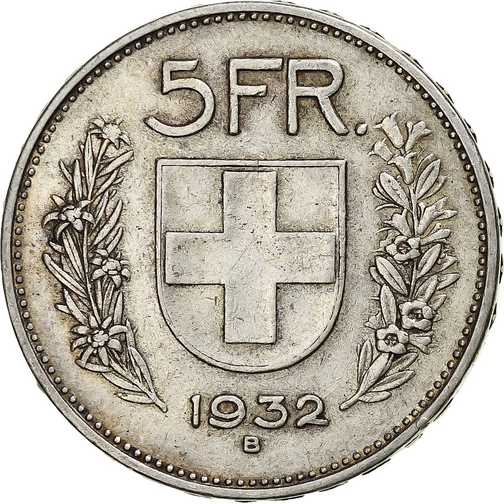 Switzerland, 5 Francs, 1932, Bern, Silver, EF(40-45), KM:40