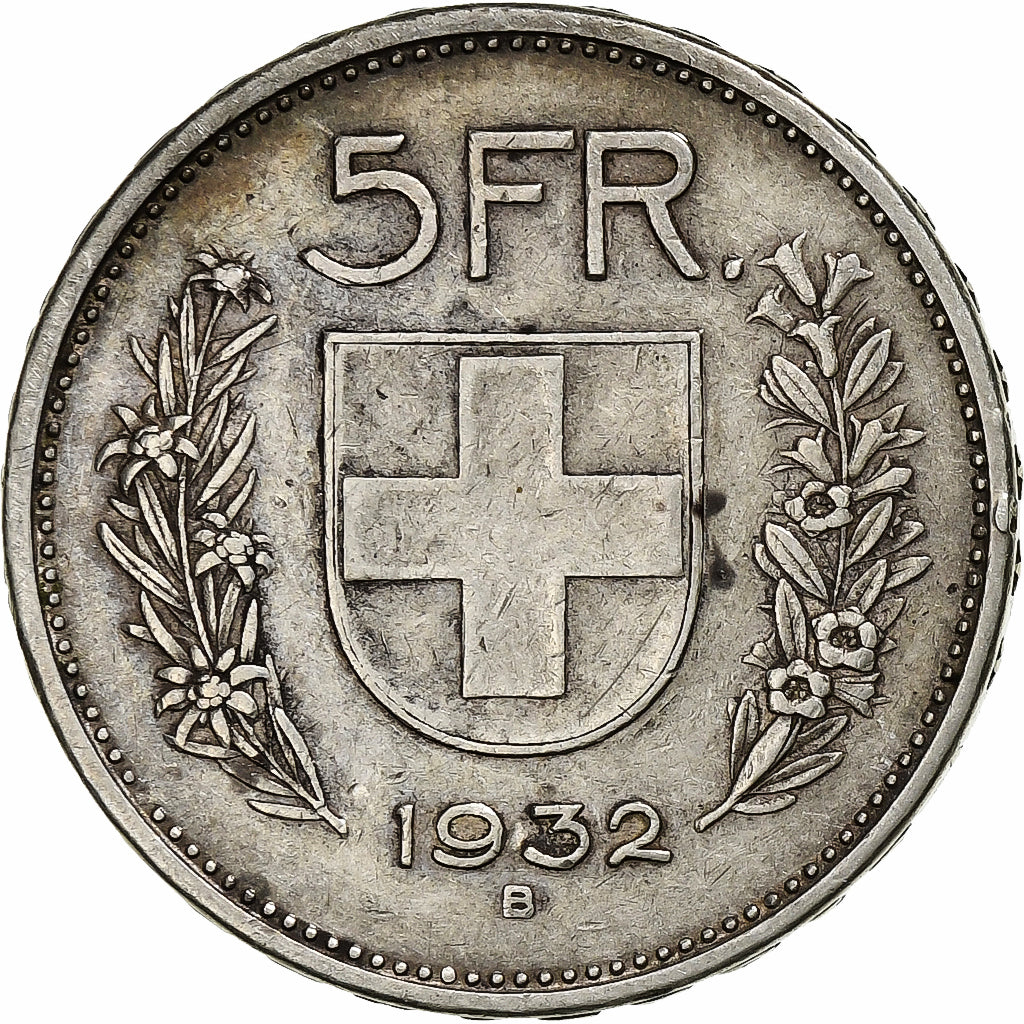 Switzerland, 5 Francs, 1932, Bern, Silver, EF(40-45), KM:40