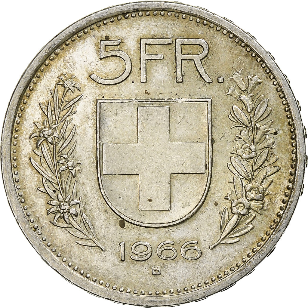 Switzerland, 5 Francs, 1966, Bern, Silver, AU(50-53), KM:40