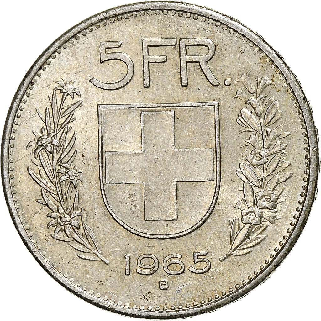 Switzerland, 5 Francs, 1965, Bern, Silver, AU(55-58), KM:40
