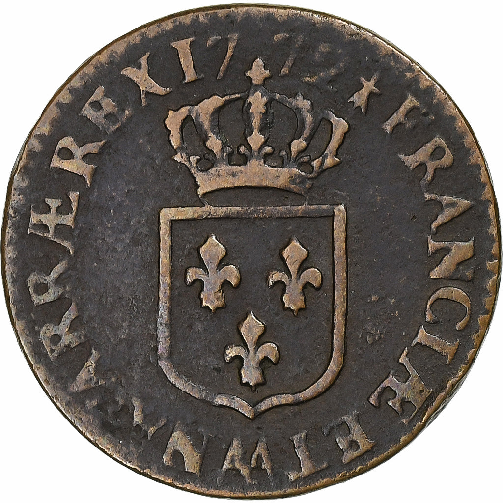 Francja, Louis XV, 1/2 Sol, Demi sol à la vieille tête, 1772, Metz, Miedź