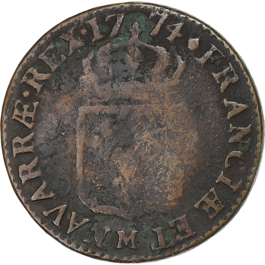 France, Louis XV, Sol, Sol à la vieille tête, 1774, Toulouse, Cuivre, TB