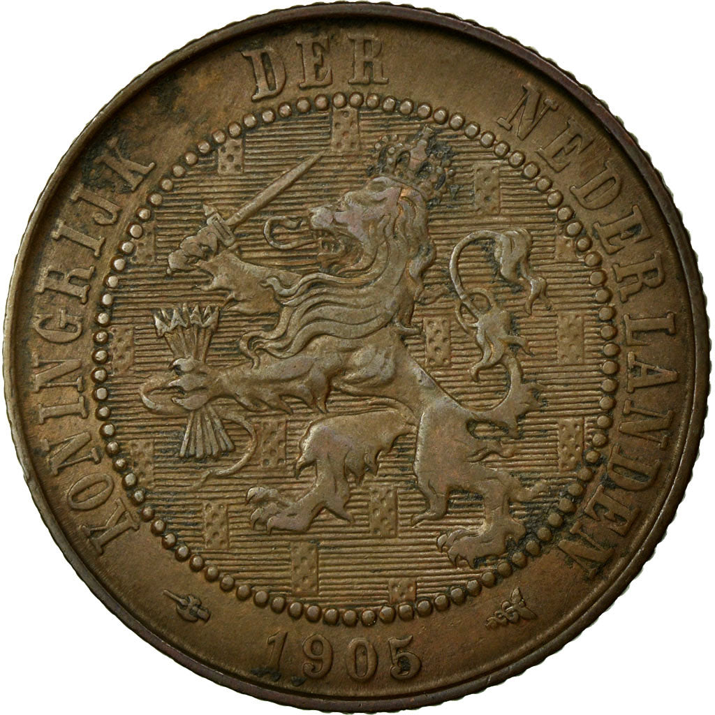 Coin, Netherlands, Wilhelmina I, 2-1/2 Cent, 1905, EF(40-45), Bronze, KM:134