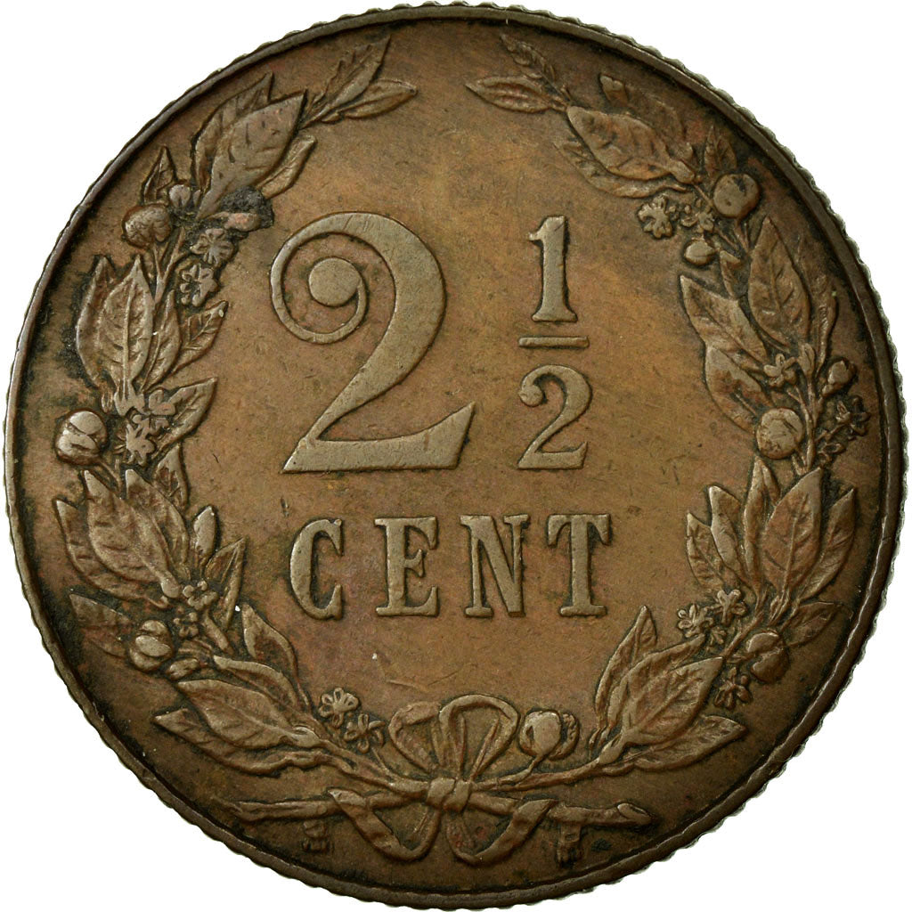Coin, Netherlands, Wilhelmina I, 2-1/2 Cent, 1905, EF(40-45), Bronze, KM:134