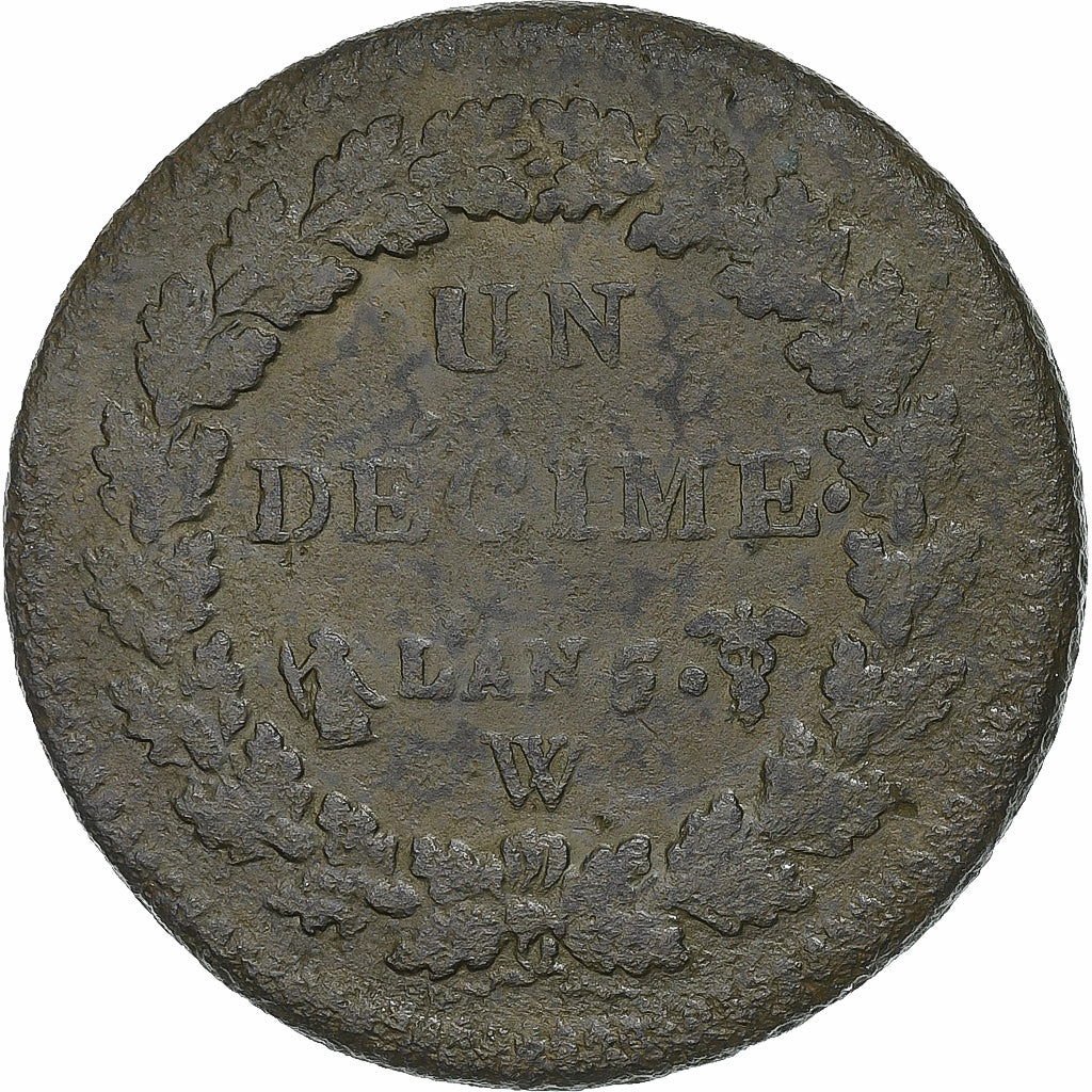 Frankreich, Decime, Dupré, AN 5, Lille, Bronze, SGE+, KM:644.11