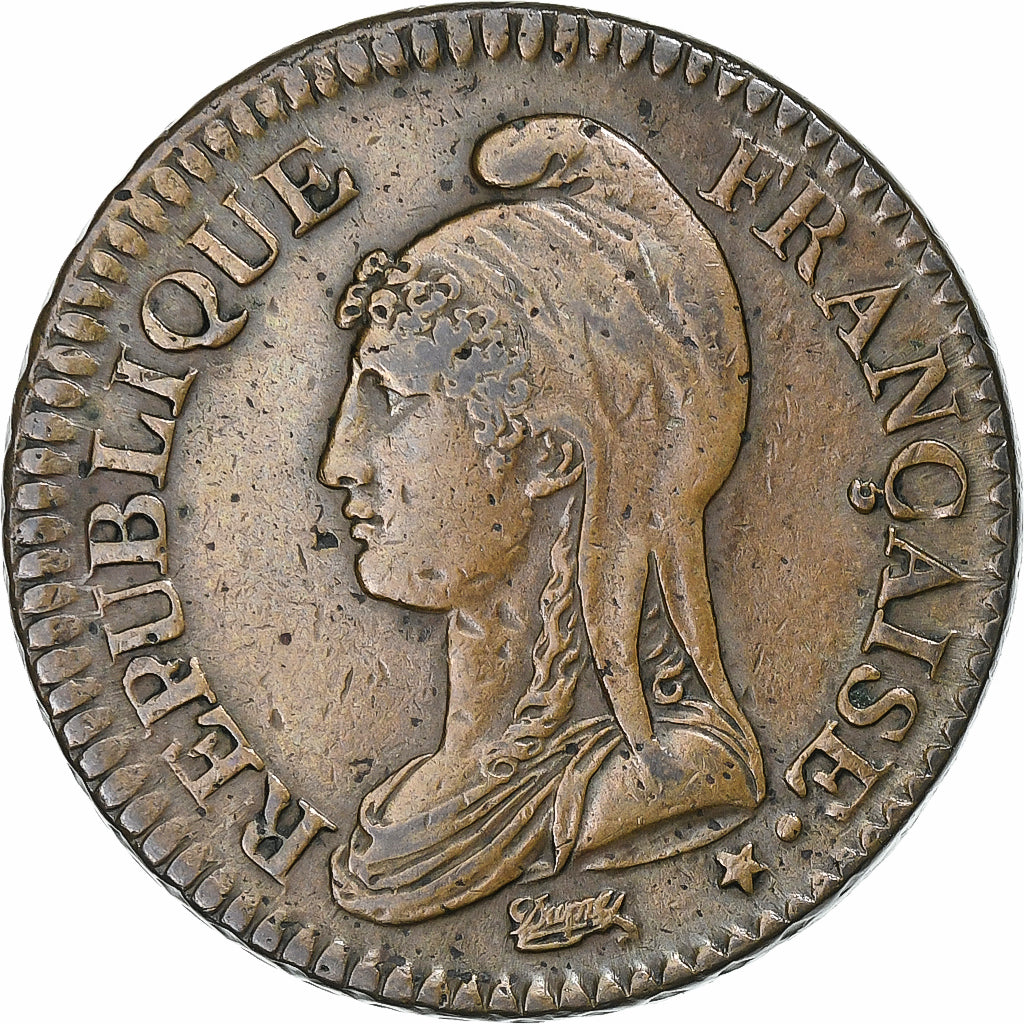Francia, Decime, Dupré, AN 5, Lyon, Bronzo, BB, Gadoury:187, KM:645.5