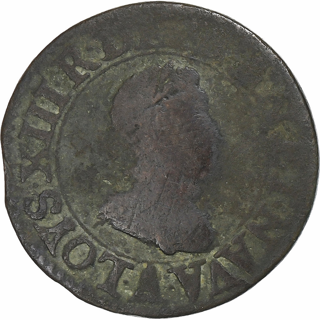 Frankrijk, Louis XIII, Double Tournois, 1615, Paris, Koper, FR, CGKL:386