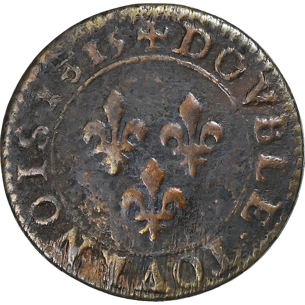 France, Louis XIII, Double Tournois, 1615, Paris, Cuivre, TB, CGKL:386