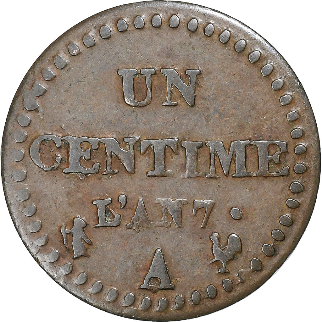 Monnaie, France, Dupré, Centime, AN 7, Paris, TB+, Bronze, Gadoury:76, KM:646