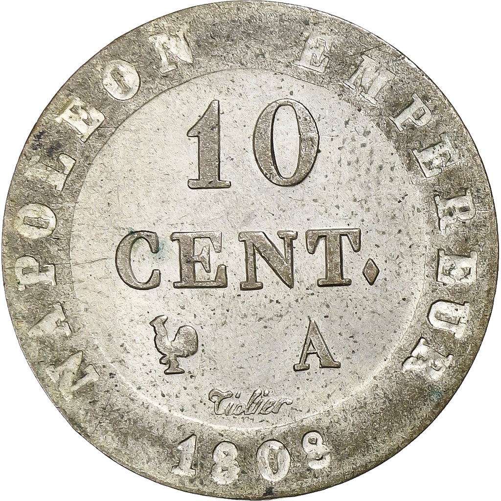 France, Napoleon I, 10 Centimes, 1808, Paris, Billon, AU(55-58), Gadoury:190