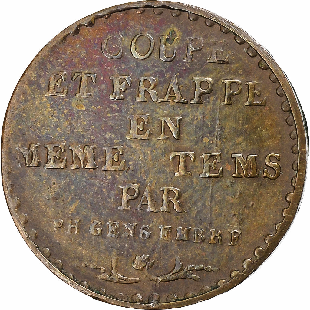 Francia, 1 Centime, 1796, Essai par Gengembre, Bronzo, BB+, Brandon:46