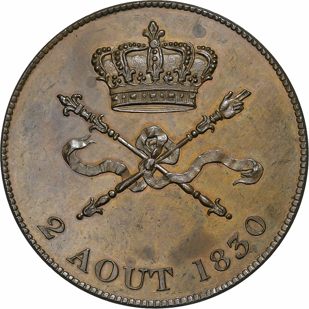 France, Henri V, 5 Francs, Avénement 2 Août, 1830, Bronze, MS(60-62)