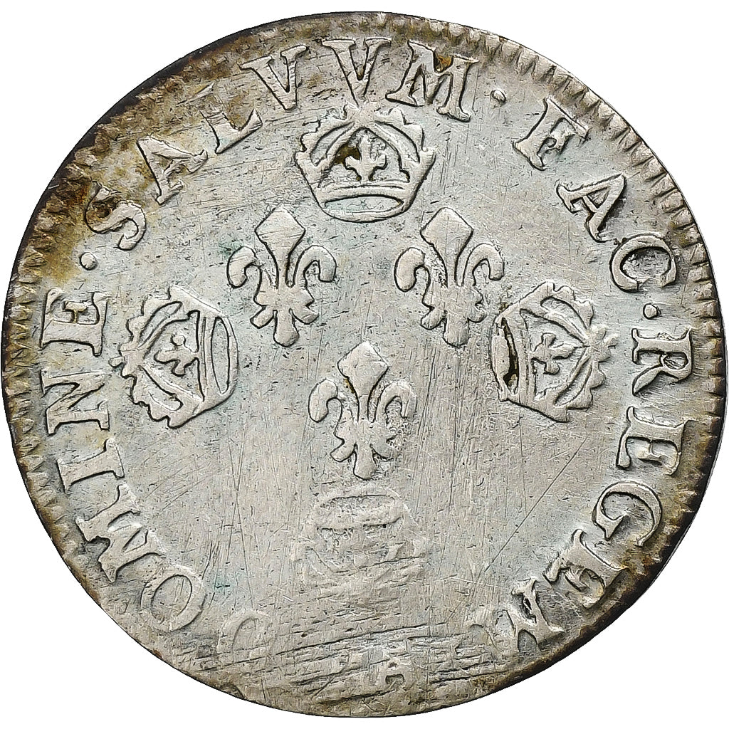 França, Louis XIV, 10 Sols aux 4 couronnes, 1705, Metz, Prata, EF(40-45)
