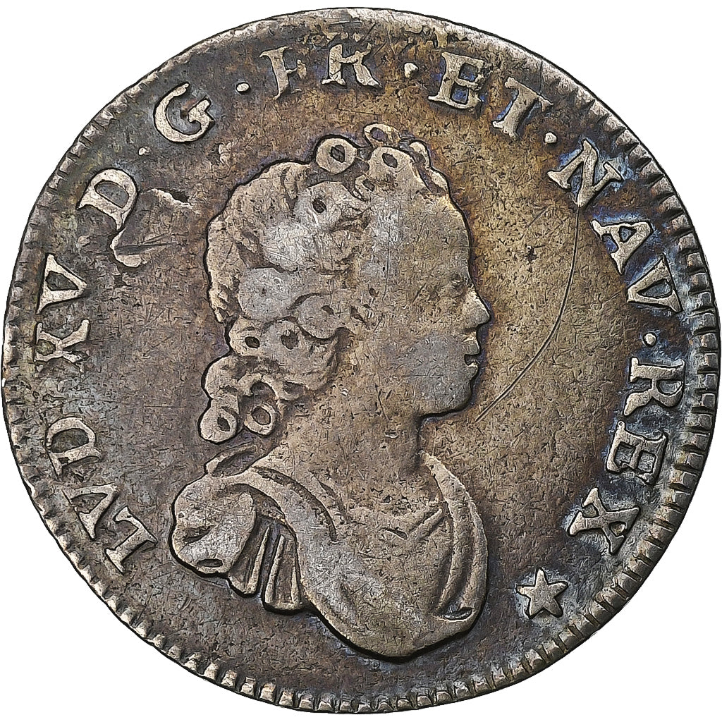 Francia, Louis XV, 12 Sols, 1/10 ECU, 1/10 Écu Vertugadin, 1718, Strasbourg