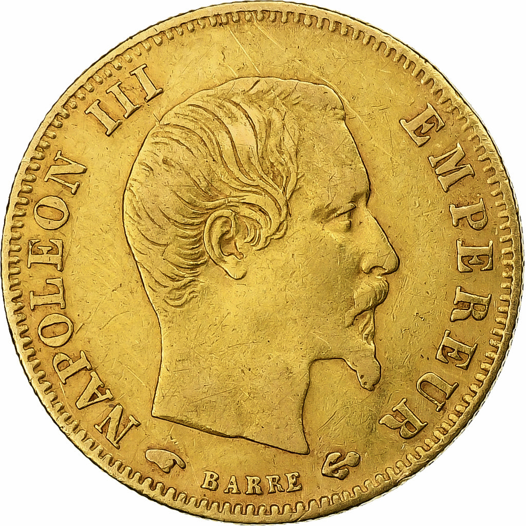 Francja, Napoleon III, 5 Francs, 1859, Paris, Złoto, VF(30-35), Gadoury:1001