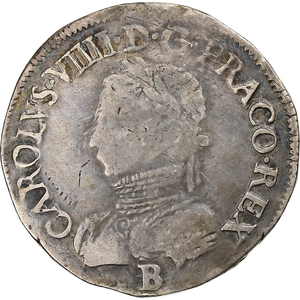 France, Charles IX, Teston, 1562, Rouen, Argent, TB+, Sombart:4602