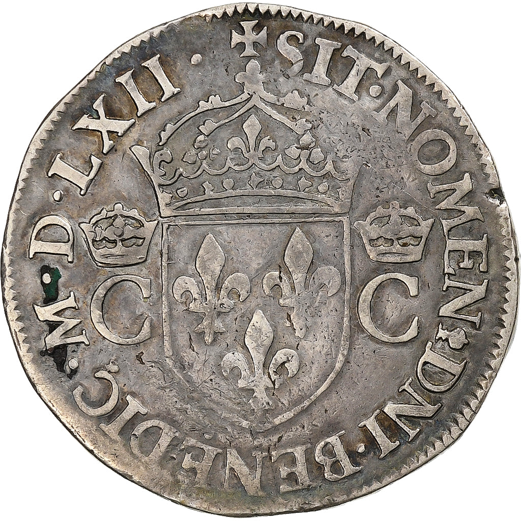France, Charles IX, Teston, 1562, Rouen, Argent, TB+, Sombart:4602