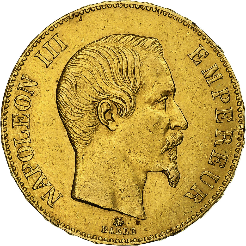 Francia, Napoleon III, 100 Francs, Napoléon III, 1859, Strasbourg, Oro, BB+