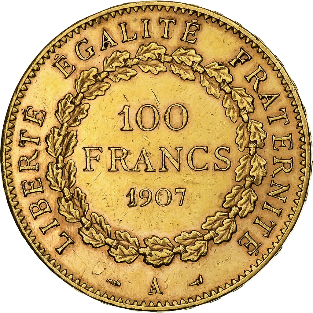 França, 100 Francs, Génie, 1907, Paris, Dourado, AU(50-53), Gadoury:1137a