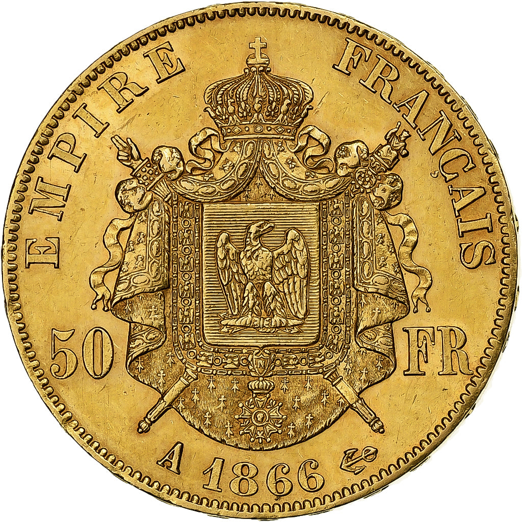 Moneta, Francia, Napoleon III, Napoléon III, 50 Francs, 1866, Paris, SPL-, Oro