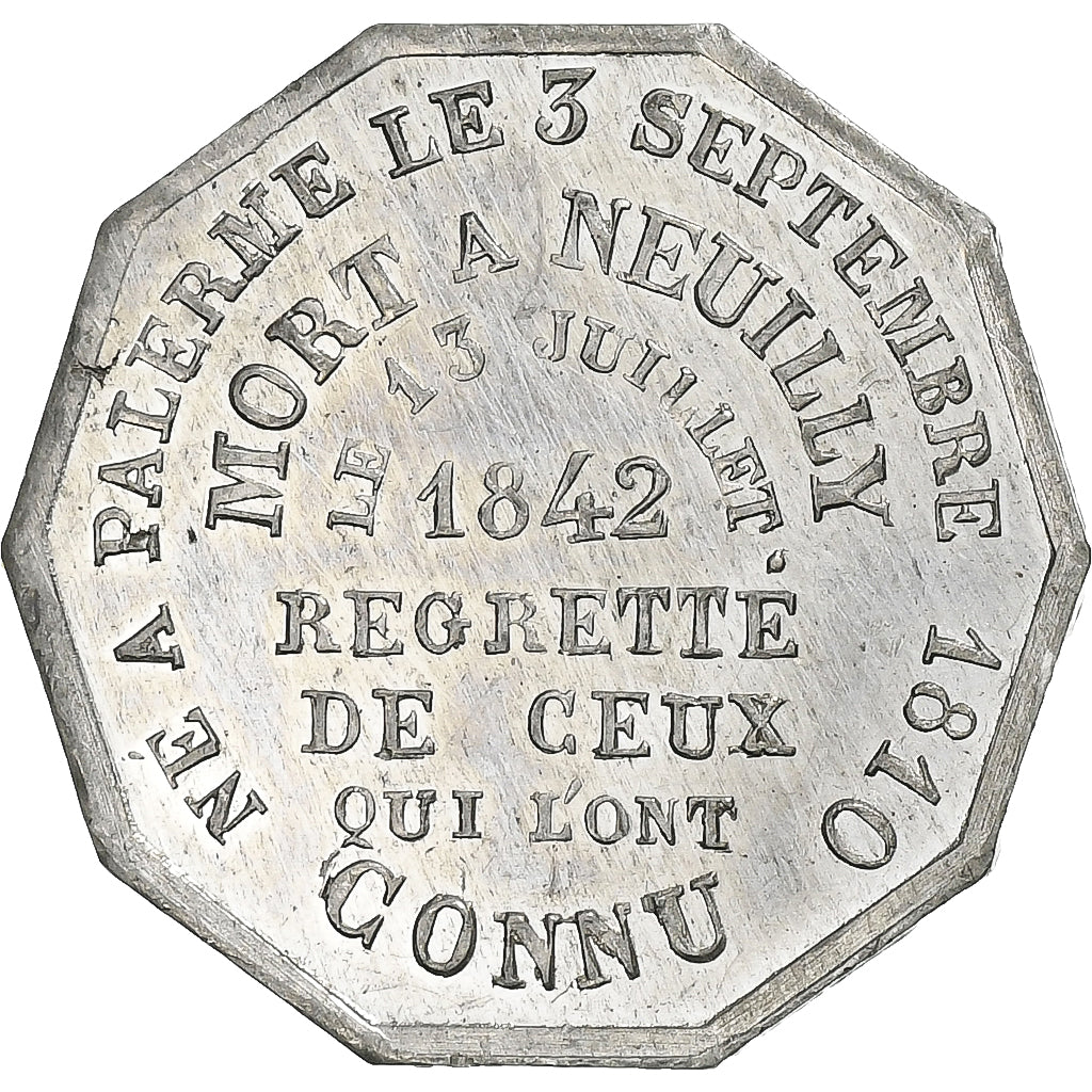 France, Jeton, Mort de Ferdinand Philippe, Duc d'Orléans, 1842, Etain, SUP