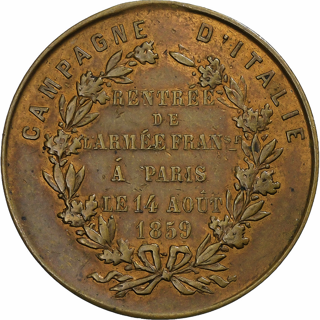 Francia, medaglia, Napoléon III, Campagne d'Italie, Rentrée de l'Armée à