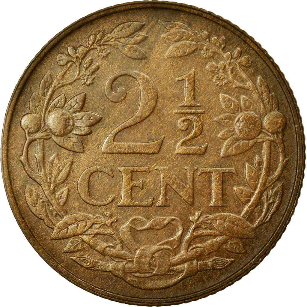 Coin, Netherlands, Wilhelmina I, 2-1/2 Cent, 1919, AU(55-58), Bronze, KM:150