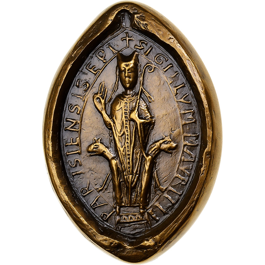 Francja, medal, Sceau de Maurice de Sully, évêque de Paris, 1985, Brązowy