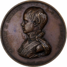 France, Medal, Mort de Napoléon II, 1832, Bronze, Caqué, AU(50-53)