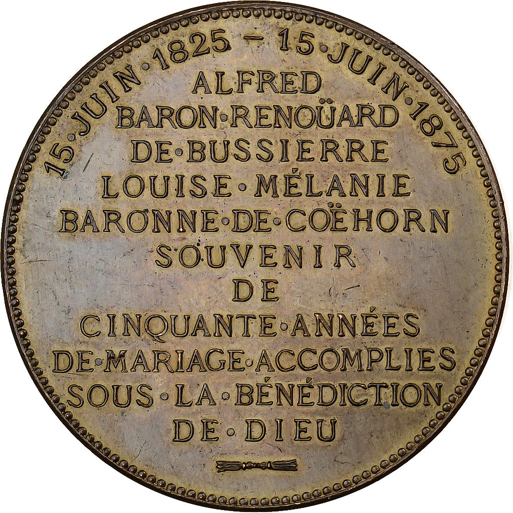 Francia, medalla, Noces d’or d’Alfred, Baron Renoüard de Bussierre, 1875