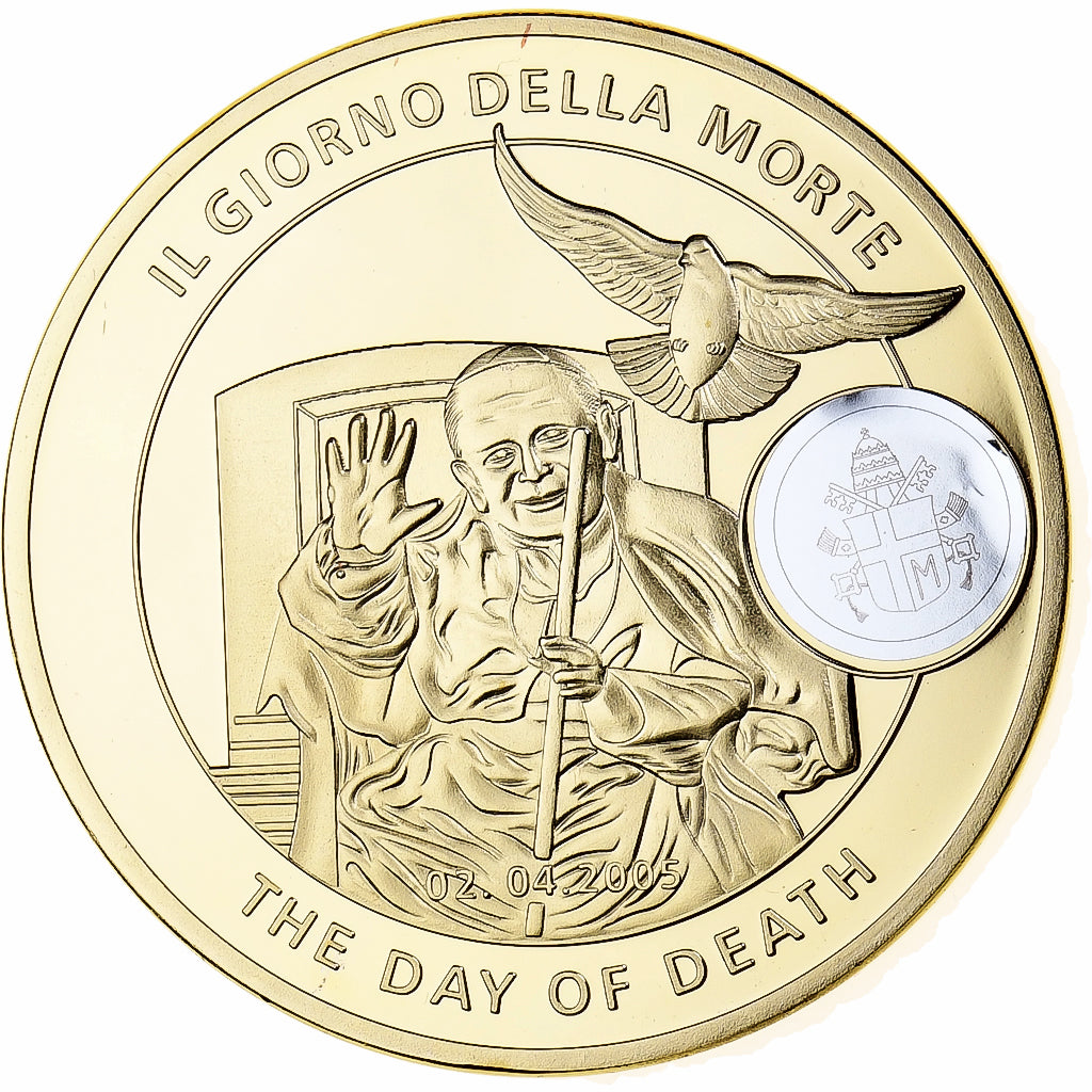 Vatican, Medal, Mort du Pape Jean-Paul II, 2005, MS(65-70), Copper-Nickel Gilt