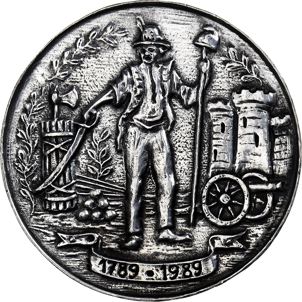 Francia, medaglia, Bicentenaire de la Révolution Française, 1989, Stagno, BB+