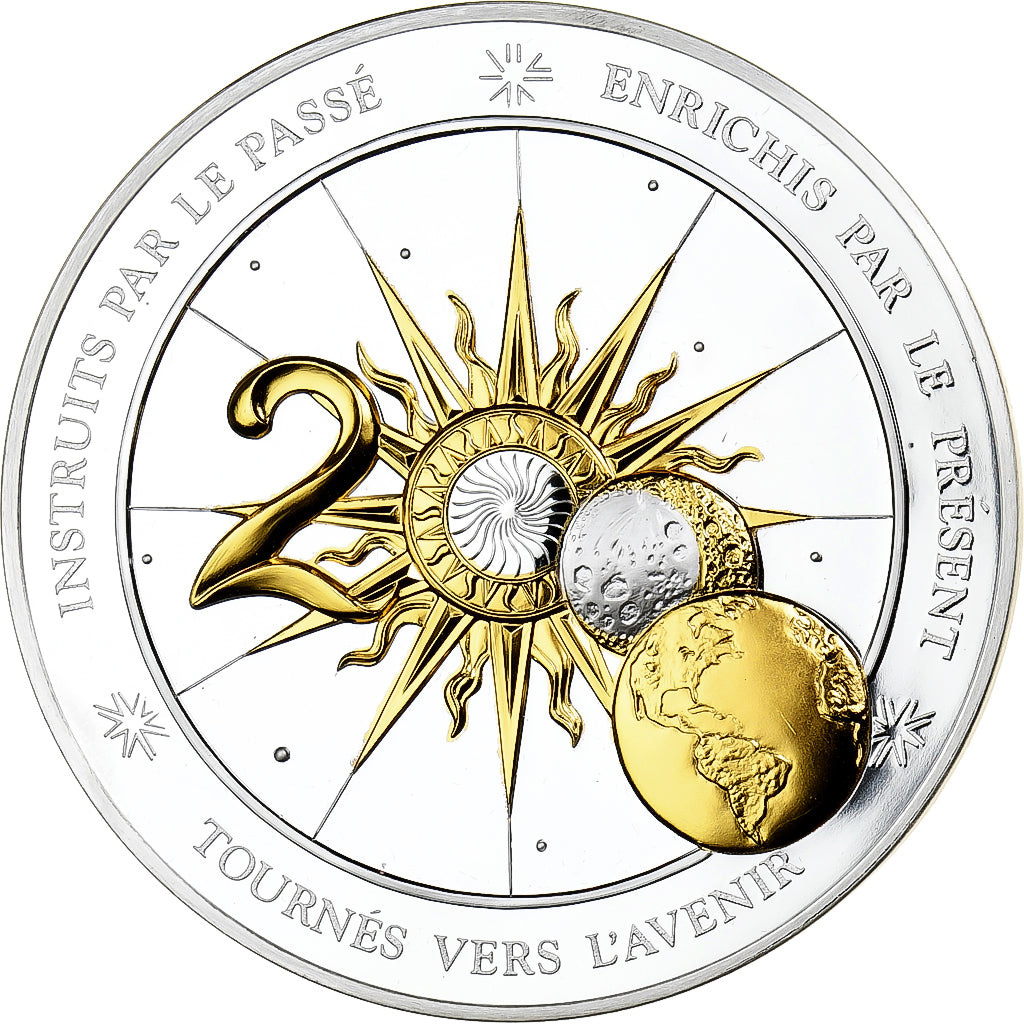 France, Médaille, Calendrier, Nouvelle Année, 2000, Argent, SPL+, Franklin