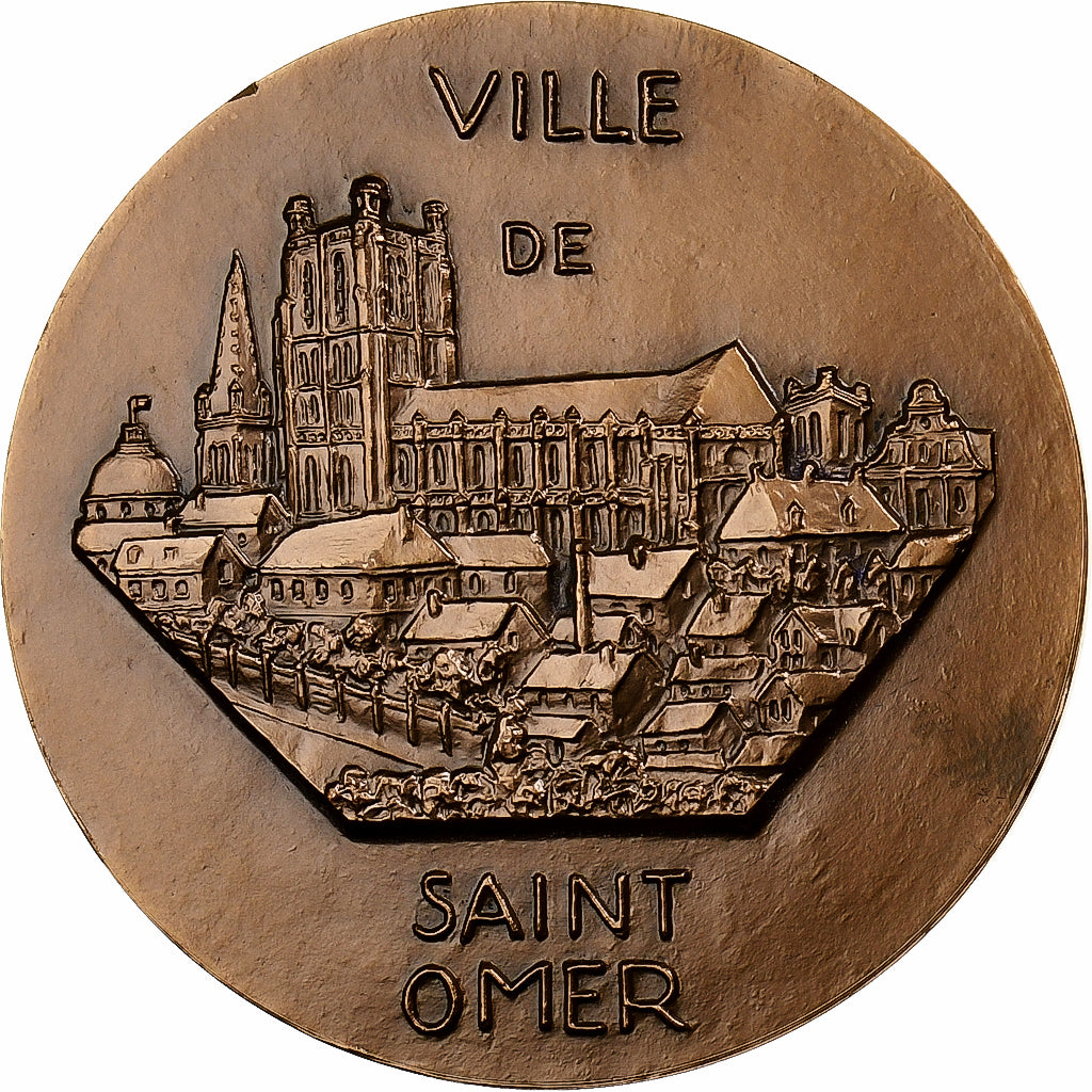 França, medalha, Ville de Saint-Omer, 1976, Bronze, Tschudin, MS(63)