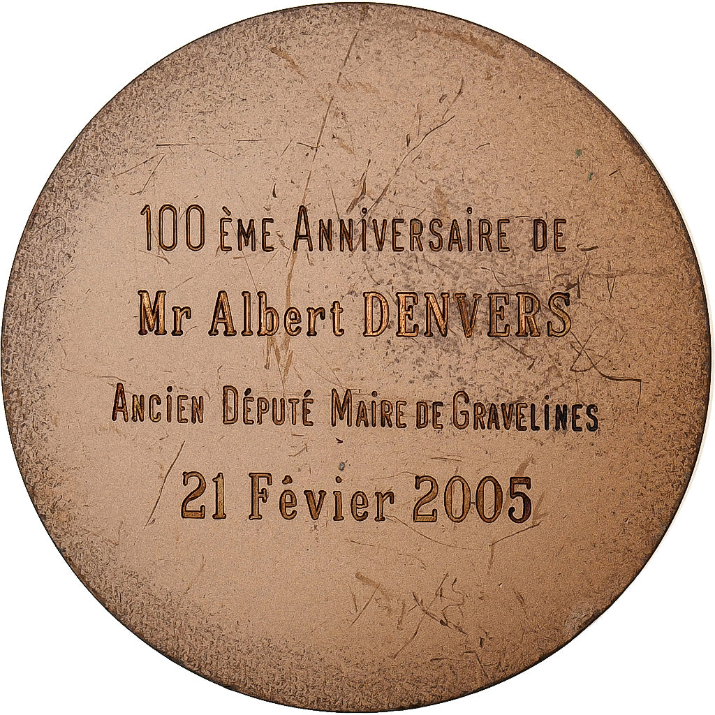 Francia, medaglia, 100 Ans, Albert Denvers, Ancien Député Maire de Gravelines