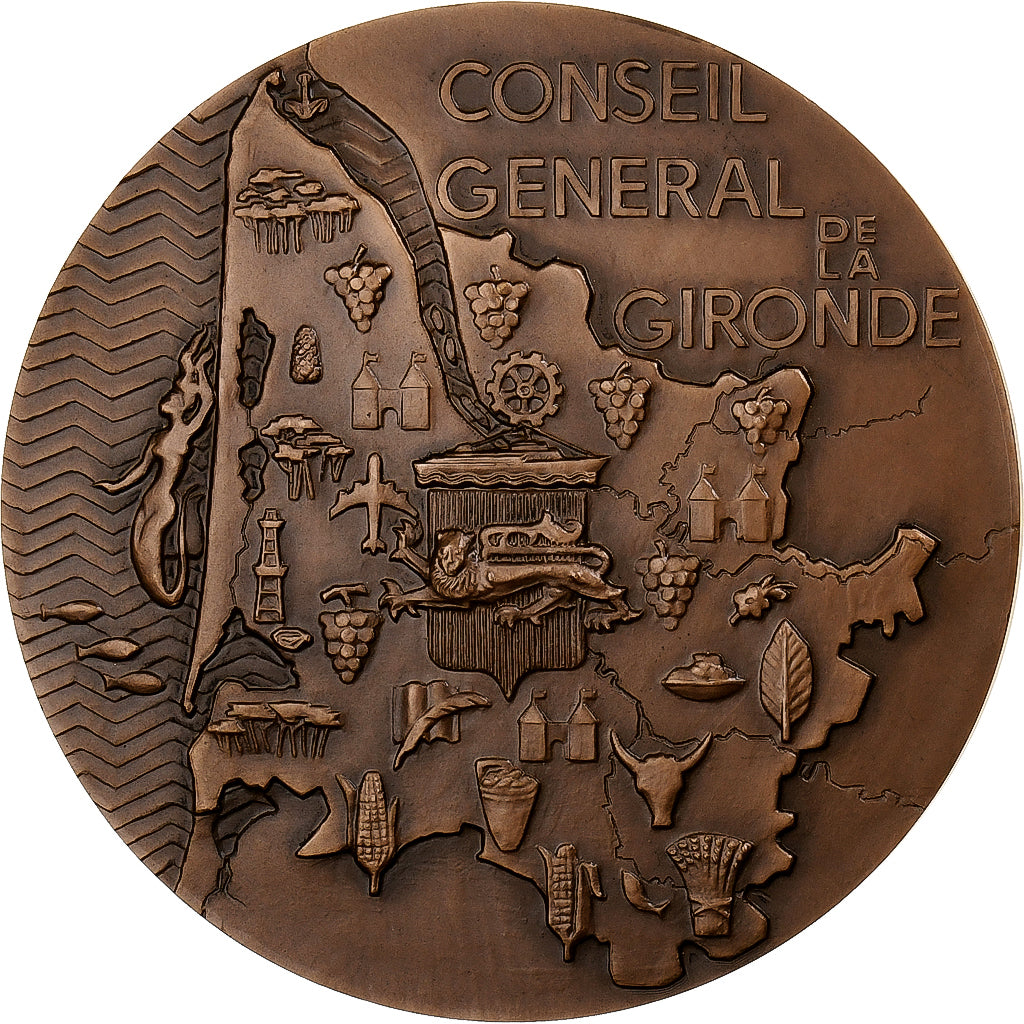 Frankrijk, Medaille, Conseil général de la Gironde, 1973, Bronzen, Lardin, FDC
