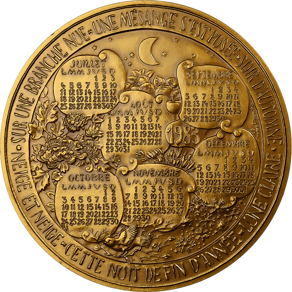 Francja, medal, Calendrier, Nouvelle Année, Poésie, 1983, Brązowy, Marcel