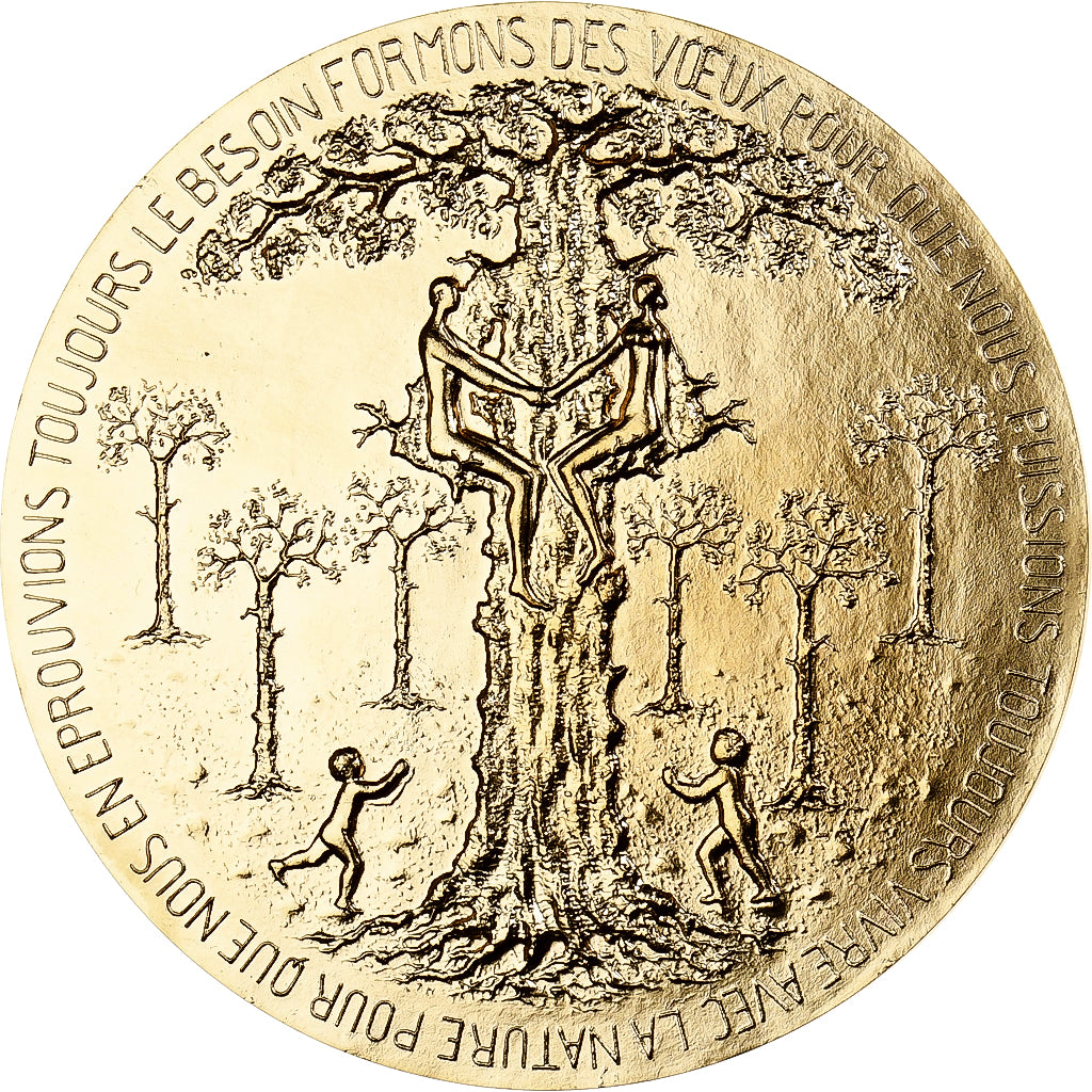 Frankrijk, Medaille, Voeux, Au coeur de la Nature, 1982, Bronze Florentin, Lay