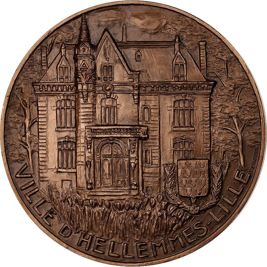 Francia, medalla, La Ville d'Hellemmes-Lille à Pierre Mauroy, 1977, Bronce