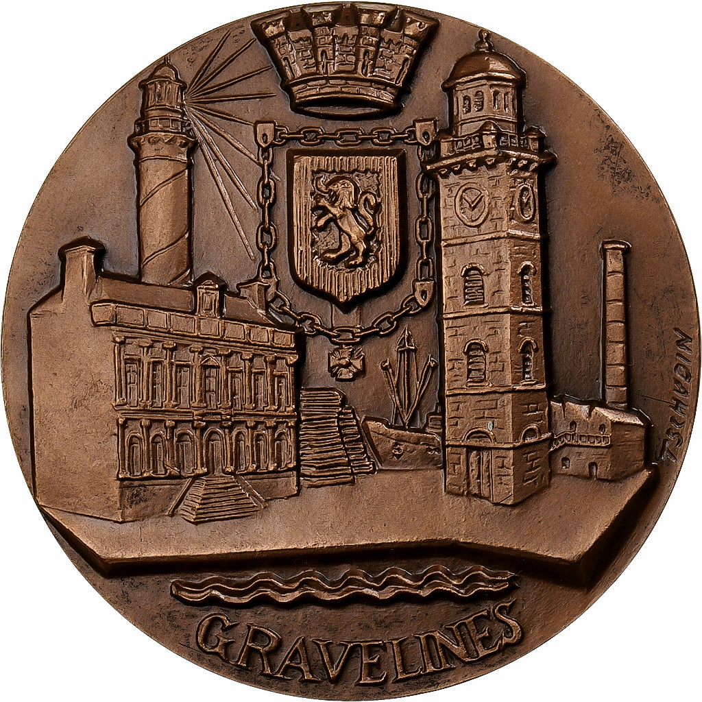 France, Médaille, La Ville de Gravelines, 1974, Bronze, FDC, Tschudin